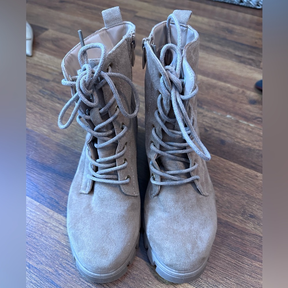 Miss Lola Tan Lace Up Boots